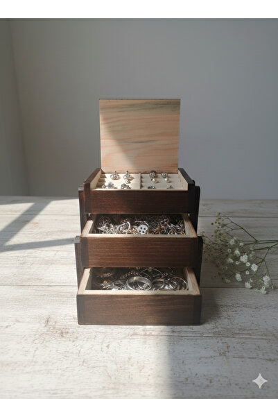 Altın express Natural Solid Wood Accordion Jewelry and Accessories Organizer