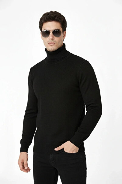 BLACK MODBLACK Full-Necked Fisherman Collar Knitwear Sweater, Soft Textured C...