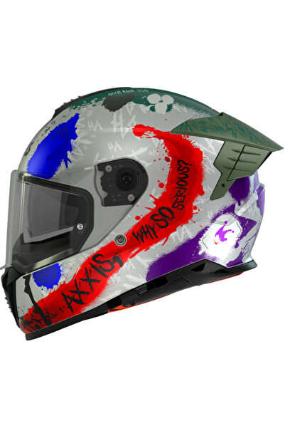 AXXIS Motosiklet Kask Hawk Evo Sıck Joke Full Face Güneş Vizörlü Motor Kaskı