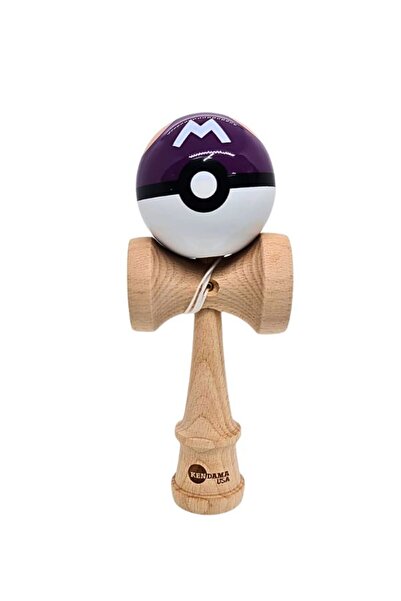 OEM Kendama Profesională din Lemn, Bilă Mov-Alb, Skill Toy Original, Joc de Îndemânare