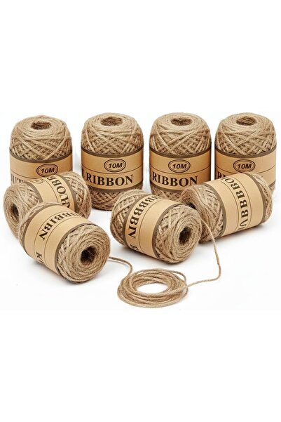 Taimi 8-Pieces 10 Meter Natural Jute Ribbon Durable Eco-Friendly Rope for Wrapping Gifts Flowers