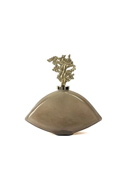 Mikasa Moor Krem Kahve Cam Gold Mercan Kapaklı Dekoratif Obje 38x38cm