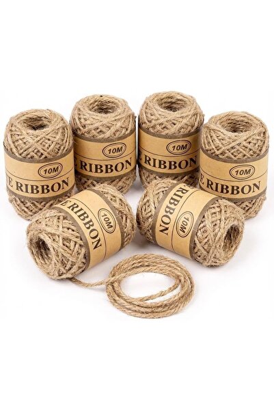 Taimi 6-Pieces 10 Meter Natural Jute Ribbon Durable Eco-Friendly Rope for Wrapping Gifts Flowers