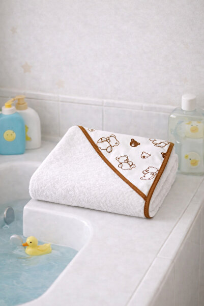 OMY Soft & Water Absorbent Baby Swaddle Towel with Teddy Bear Head Model Baby & Child Towel Unisex