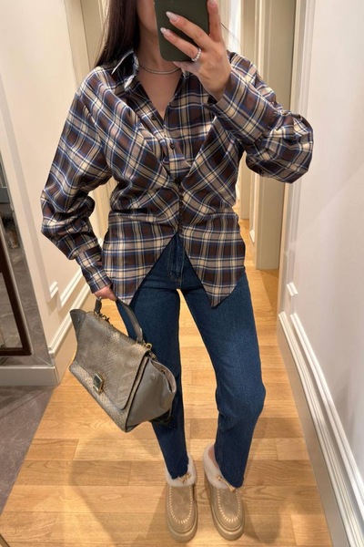 Mzr Collection KADIN EKOSE DÜĞME DETAYLI ASİMETRİK GÖMLEK