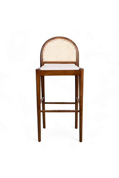 METSAN AKSESUAR Napalyon Hazeranlı Ahşap Bar Sandalyesi