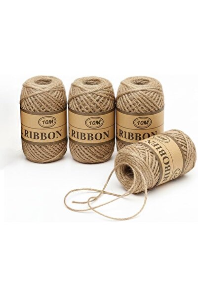 Taimi 4-Pieces 10 Meter Natural Jute Ribbon Durable Eco-Friendly Rope for Wrapping Gifts Flowers