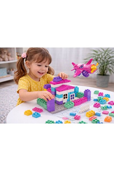 NASYONEL TOYS Island Building Block Seti – 100 Parça Yapı Blokları – Uçaklı E...