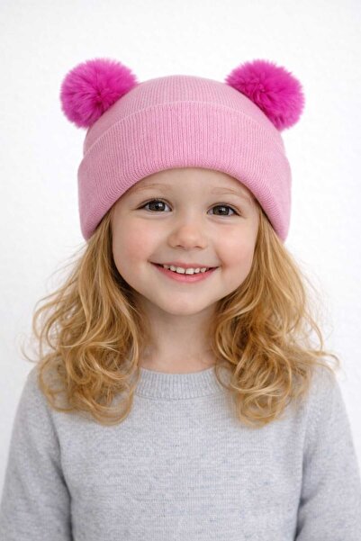 Miranova Kız Ponponlu Bere – Çift Ponponlu Triko Kışlık Kız Bere Şapka