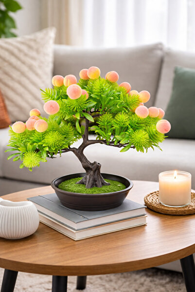 ENG PARTİ DÜNYASI Cobalt I Artificial Peach Tree Brown Oval Decorative Flower