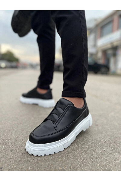 Zerenyus Zrk-703 Premium Black and White Elastic Daily Men's Casual Shoes