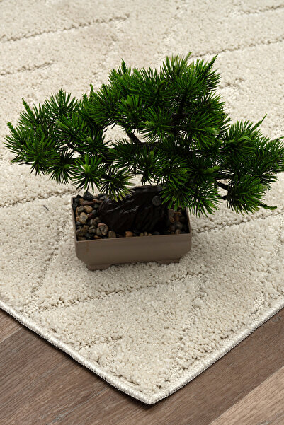 Raschel Carpet Kaymaz Taban Moopy Krem Bukleli Yumuşak Soft Dokuma Yolluk Halı Antialerjik Yolluk Lp6497a_krem