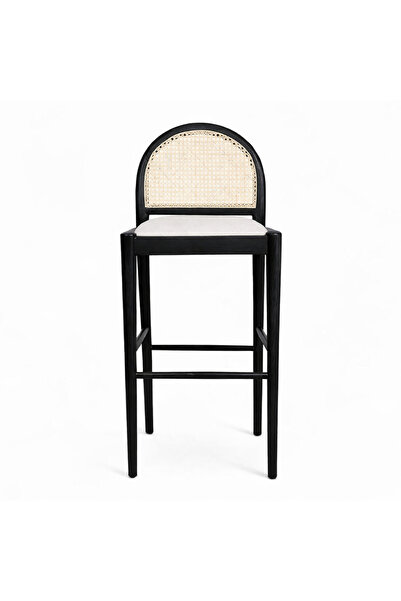 METSAN AKSESUAR Napalyon Hazeranlı Ahşap Bar Sandalyesi