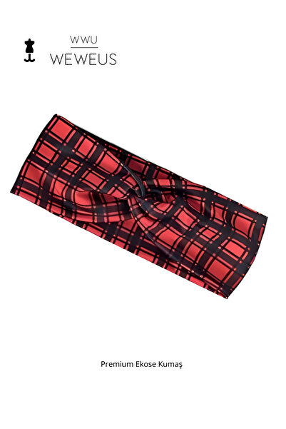 Weweus Bandă de păr pentru femei premium în carouri negre tip 9