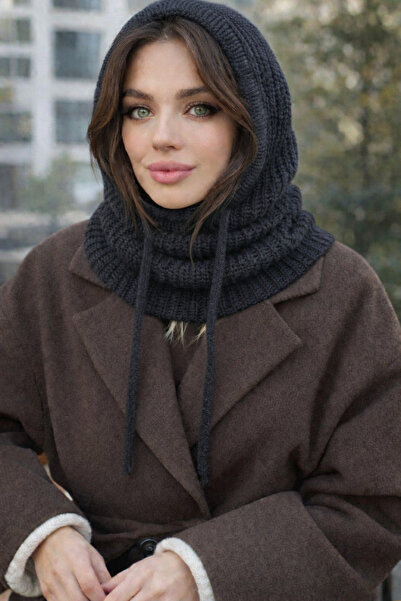 Nacar Kadın Kışlık Örme Kapüşonlu Boyunluklu Bere Balaklava