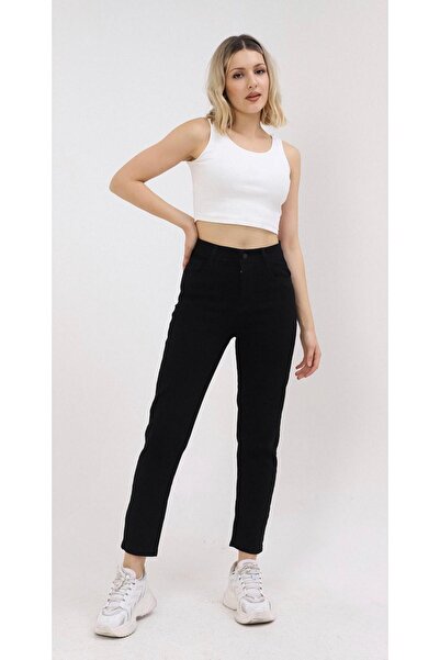 jsshop collection New Season High Waist Lycra Boyfriend Women's Mom Jeans