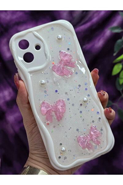 Magic Ring Samsung Galaxy A07 Uyumlu Pembe Fiyonk & İnci Detaylı Simli Epoksi...
