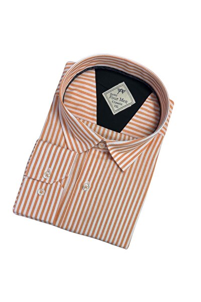 GÖMLEK GALERİSİ Men's Classic Wide Cut Striped Long Sleeve Shirt