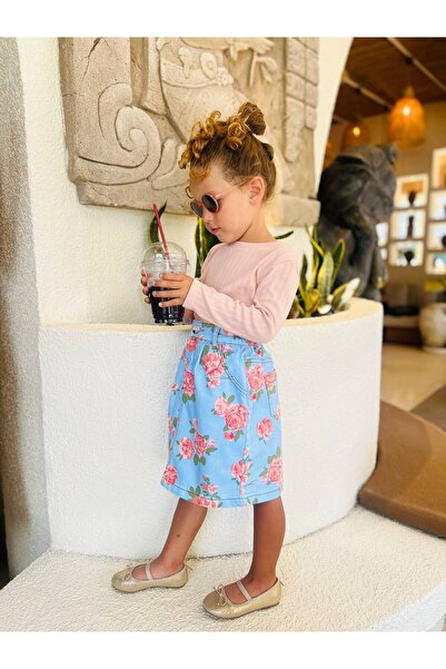 Motebarn Wear Set de 2 piese pentru fetiță cu fustă material reiat Top roz cu...