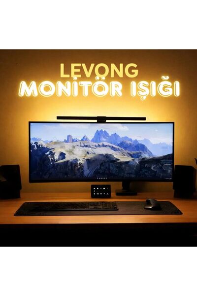 LEVONG LE-P3E PLUS 51cm Premium LED Monitör Işık Çubuğu 3 Renk Dimmer Kontrol...