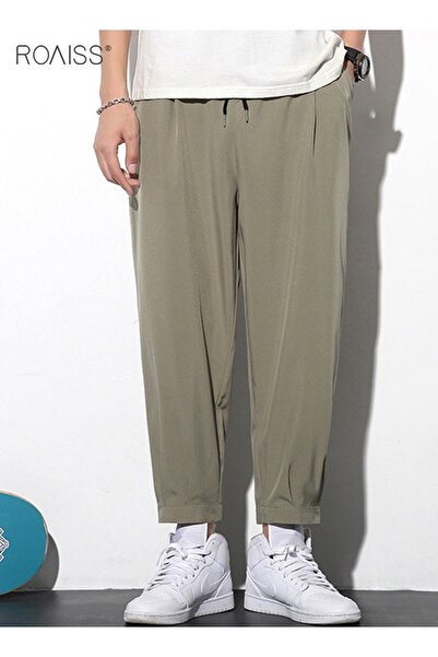 ROAISS Men's Lightweight Ice Silk Casual Pants Soft And Smooth Elastic Sports...