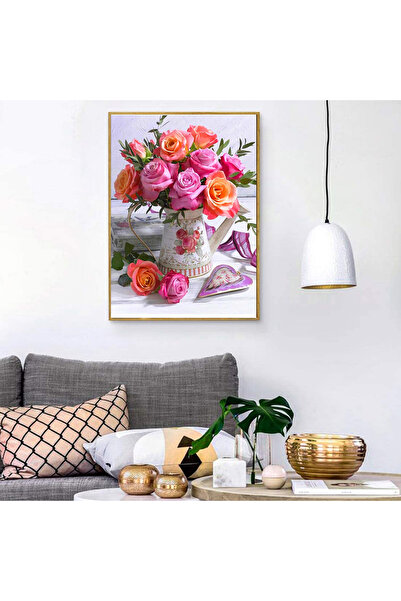 EvimTaze Square Stone Diamond Painting Set Pink Orange Rose Pattern Diamond M...