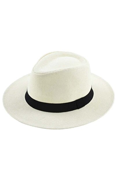 festive قبعة شمسية بريطانية عصرية للجنسين بلون موحد وحافة عريضة من القش
