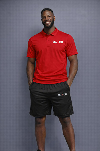 NOFLEN طقم شورت بولو أسود مطبوع للرجال