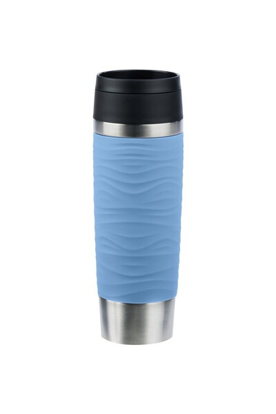 emsa TRAVEL MUG Waves Grande thermal mug (light blue/stainless steel, 0.5 liters)