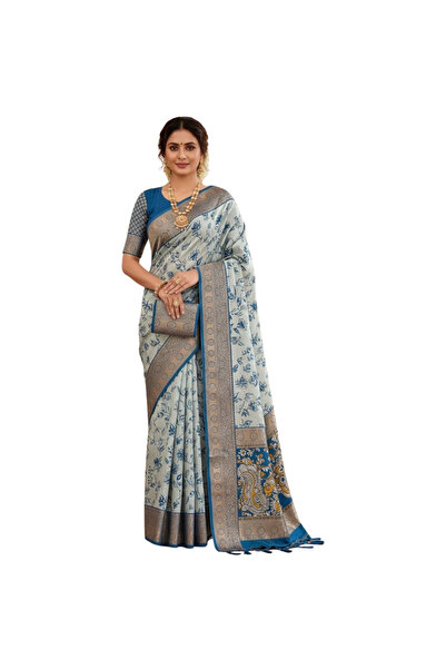 MYSMAR Mysma Blue Dola Silk Saree - FFT5632 | Blue