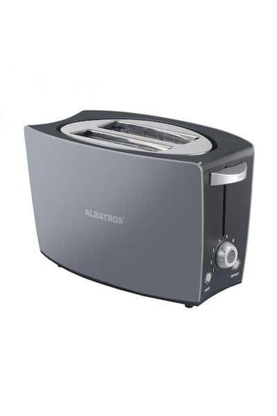 ALBATROS COMFORT, 800 W, 2 Slices, 8 Toasting Levels, Adjustable Thermostat, Crumb Tray, Silver