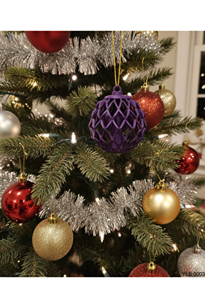 CT STONES Διακοσμητικό Χριστουγεννιάτικο Στολίδι με Μωβ Σχέδιο Καφασωτού Τύπου