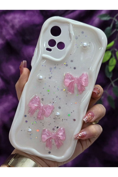 Magic Ring جراب هاتف إيبوكسي لامع متوافق مع هاتف Vivo Y21/Y21S بتفاصيل فيونكة...