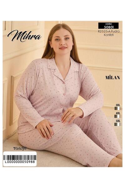 Mihra Milan Battal Buttoned Pajama Set Pjf5080101