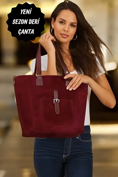 QUB CLUB Geantă de mână și de umăr din piele de căprioară autentică pentru femei