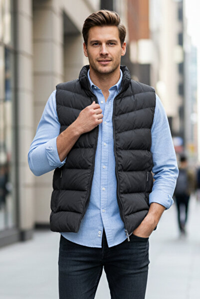 REMSA Men's Lined Puffer Vest 7065 Black