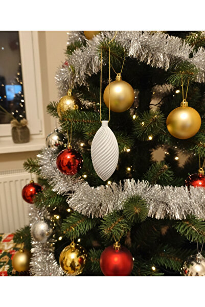 CT STONES Бяла дълга спирала с декоративен коледен мотив