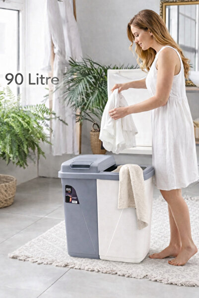 Mim Life İki Bölmeli Kirli Çamaşır Sepeti - Banyo Çamaşır Sepeti Renkliler & ...