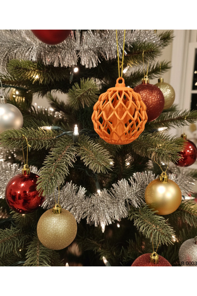 CT STONES Διακοσμητικό Χριστουγεννιάτικο Στολίδι με Πορτοκαλί Καφασωτό Σχέδιο