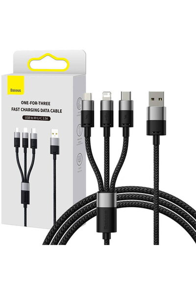 Baseus Quick Charge USB to M+L+C StarSpeed 3.5A 0,6m (Black)