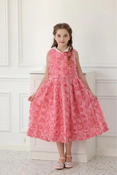 Alesaei-mondo tondo فستان بناتي مورد وردي 7123