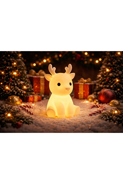 Atsutech LED Geyik Gece Lambası – Pilli Mum Işıklı, Loş Ortam Dekoru, Çocuk O...