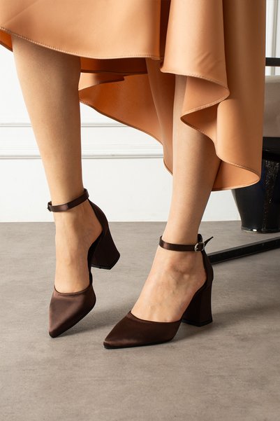 Generic Brand Brown Satin Thick Evening Dress Shoes