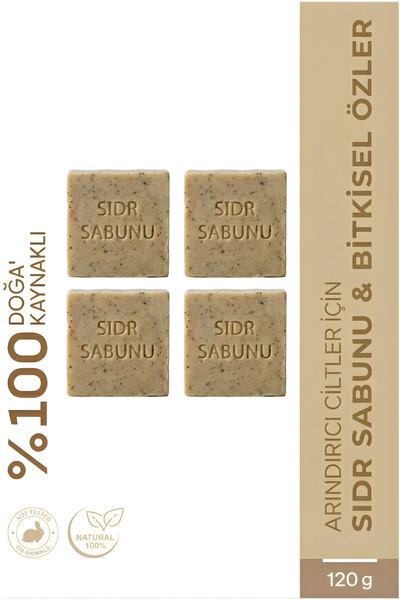 ŞİFAKÜR BİTKİSEL SAĞLIK ÜRÜNLERİ Natural Sidr Soap with Lote Tree Extract, Anti-Blemish Hair Loss Purifying Care 120g (4 Pcs)