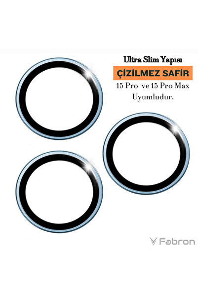 FABRON عدسة سافير أصلية لهاتف iPhone 15 Pro / iPhone 15 Pro Max واقي عدسة الكاميرا مضاد للخدش مطلي بالياقوت