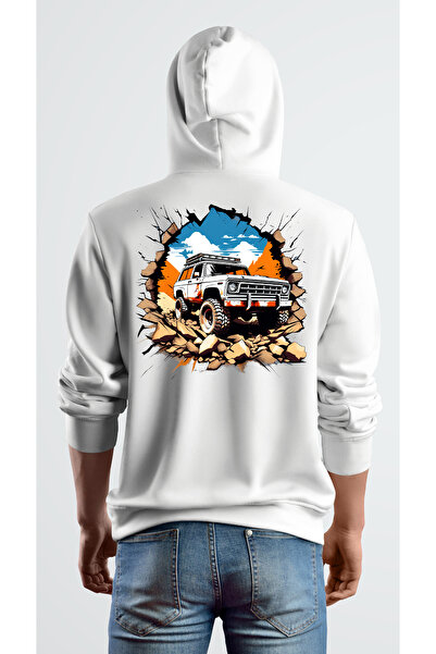 Gadali سويت شيرت رجالي - نسائي قصة فضفاضة بنمط أوف رود بأكمام طويلة بغطاء رأس