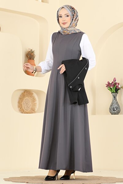 ModaMerve Asimetrik Ceketli Dabıl Takım 2782SL432-MS Siyah&Antrasit