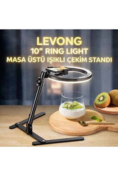 LEVONG LE-035 Masaüstü Çekim Standı Ürün Video Fotoğraf Çekimi 10" Ring Light...