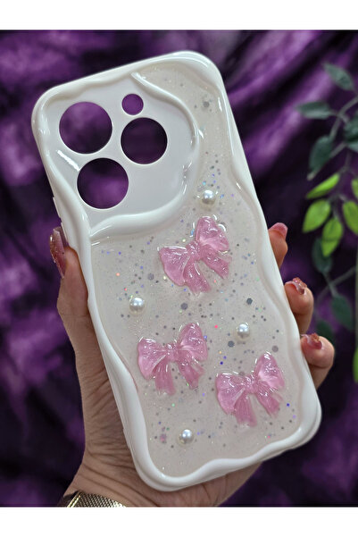 Magic Ring Tecno Spark 20 PRO Uyumlu Pembe Fiyonk & İnci Detaylı Simli Epoksi...