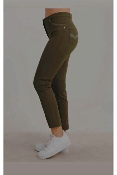 MARE BUTİK High Waist Stretch Fabric Slim Fit Pants - Green